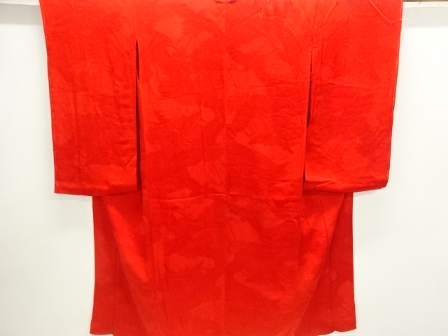 JAPANESE KIMONO / ANTIQUE JUBAN / SILK / MON KINSHA / WOVEN CRANES